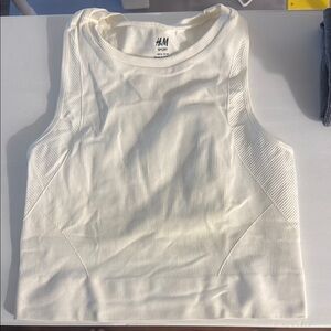 H&M Cream Ribbed Sleeveless Top